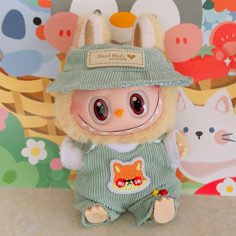Forest Friends Overalls Set for Labubu Dolls – Cute Animal-Themed Doll Clothes (Fits 15–17cm)