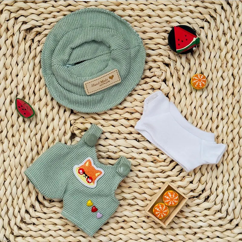 Forest Friends Overalls Set for Labubu Dolls – Cute Animal-Themed Doll Clothes (Fits 15–17cm)