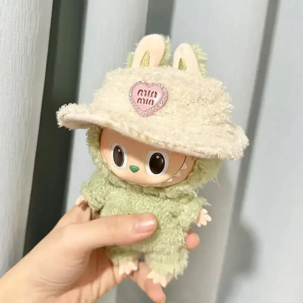 Labubu V1 V2 Idol Cute Doll Clothes Fashion Sweater Outfit Accessories Sitting Party Pink White (Fits 15–17cm Dolls)