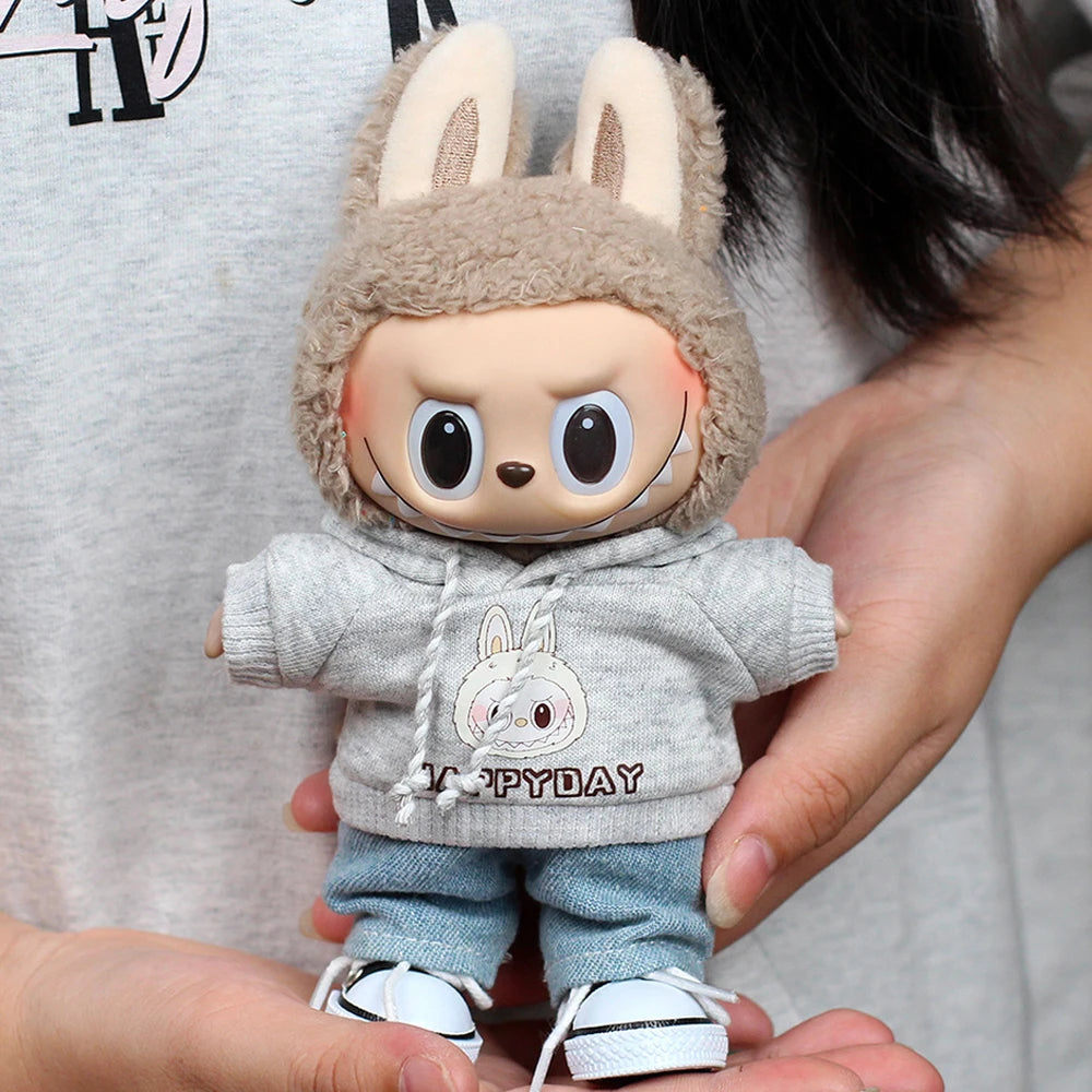 Labubu Doll Hoodie & Accessories Set (Fits 15–17cm)
