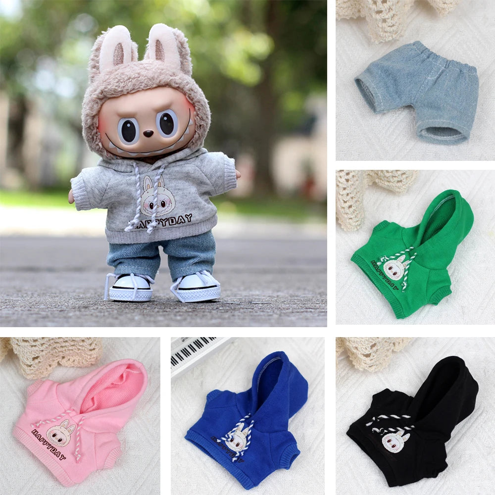 Labubu Doll Hoodie & Accessories Set (Fits 15–17cm)