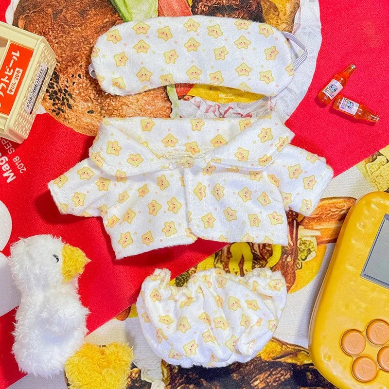 Cozy Pajama Hoodie Set for Labubu Dolls – With Eye Mask (Fits 15–17cm)