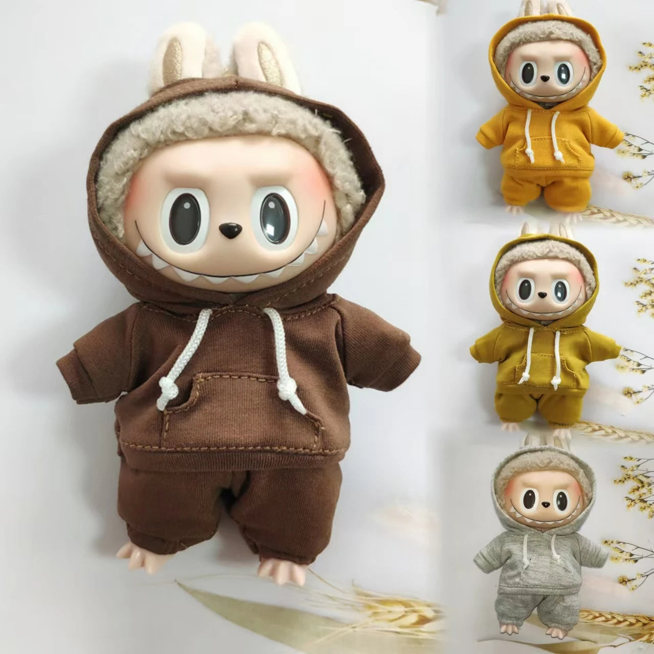 Labubu Doll Outfit Hoodie & Jogger Set – Streetwear Doll Clothes (Fits 15–17cm Dolls)