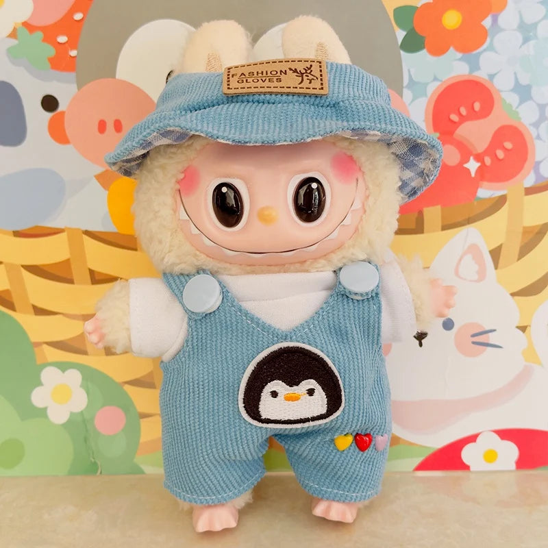 Forest Friends Overalls Set for Labubu Dolls – Cute Animal-Themed Doll Clothes (Fits 15–17cm)