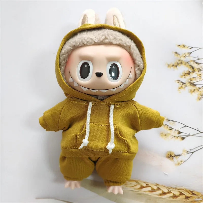 Labubu Doll Outfit Hoodie & Jogger Set – Streetwear Doll Clothes (Fits 15–17cm Dolls)