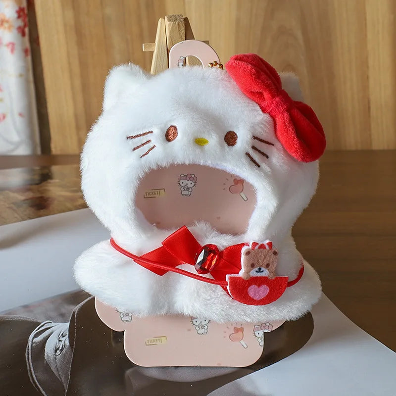 Sanrio-Inspired Plush Hoodie Cape for Labubu Dolls – Cinnamoroll, Kuromi, Hello Kitty & More (Fits 15–17cm)