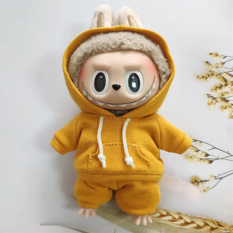 Labubu Doll Outfit Hoodie & Jogger Set – Streetwear Doll Clothes (Fits 15–17cm Dolls)