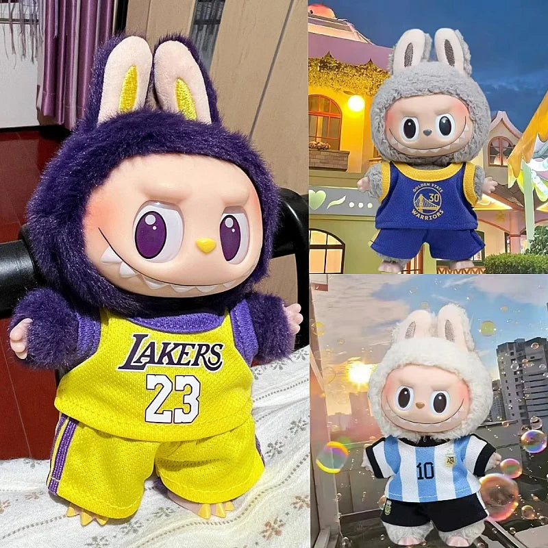 Labubu Doll Clothes Set – Sportswear & Casual Hoodie Outfits with Accessories – Stylish Clothing Gift for V1/V2 Mini Dolls (Fits 15–17cm Dolls)