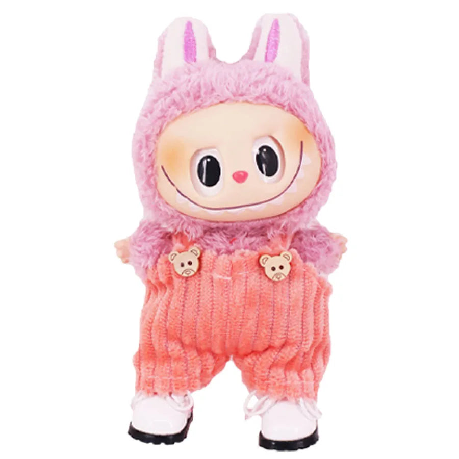 Complete Mix & Match Outfit & Shoe Set for Labubu Dolls – Dresses, Overalls & Martin Boots (Fits 15–17cm)