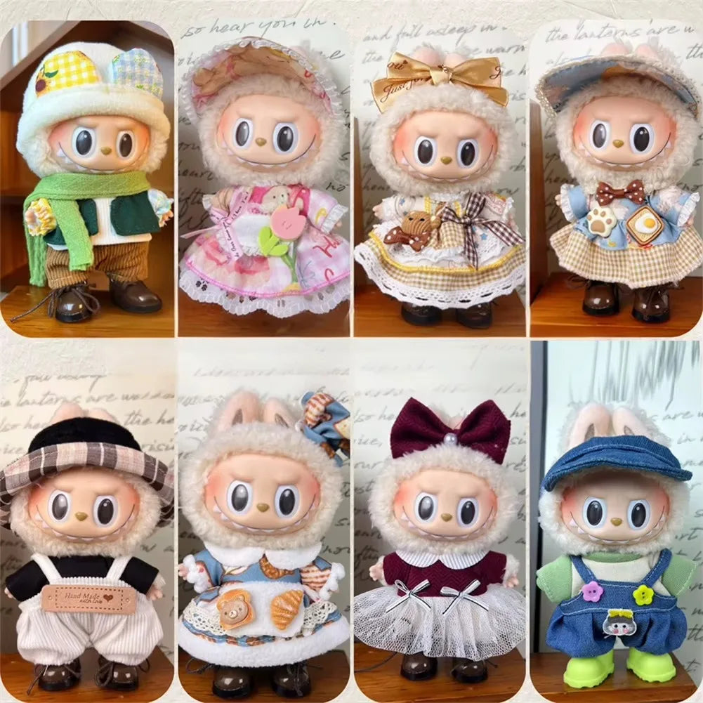 Labubu Doll Outfit Mega Set – Fashionable Clothes, Dresses, Hats, Glasses & Shoes Stylish Mix & Match Accessories for Idol V1/V2 Mini Plush (Fits 15–17cm Dolls)