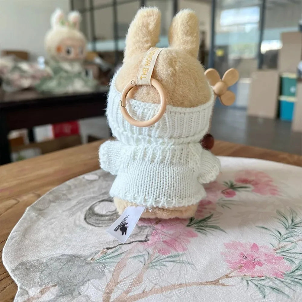 Bunny Knit Sweater Outfit for Labubu Dolls – Cozy Twin Hoodie Set (Fits 15–17cm)