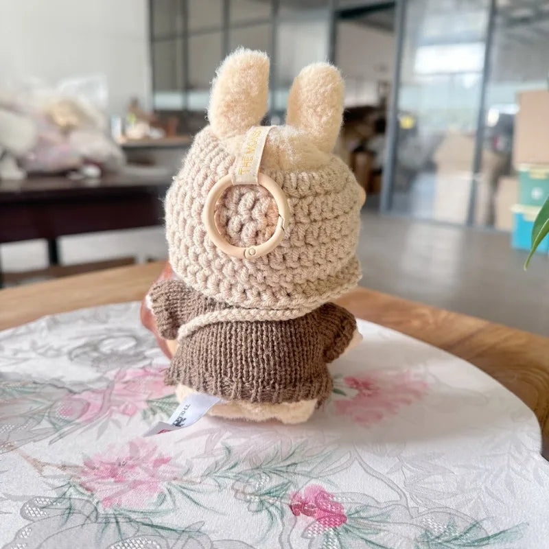 Cozy Knit Hoodie Outfit for Labubu Dolls – “Love” Pocket Sweater Set (Fits 15–17cm)