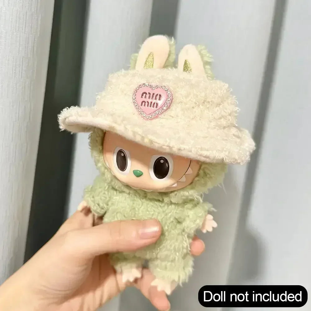 Labubu V1 V2 Idol Cute Doll Clothes Fashion Sweater Outfit Accessories Sitting Party Pink White (Fits 15–17cm Dolls)