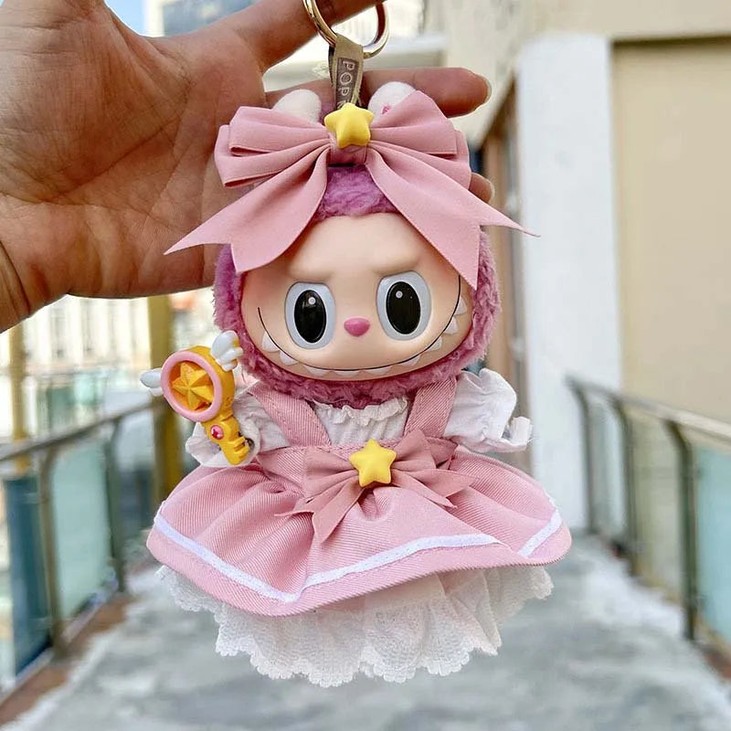 Magical Kpop-Inspired Pink Dress Set for Labubu Dolls (Fits 15–17cm)
