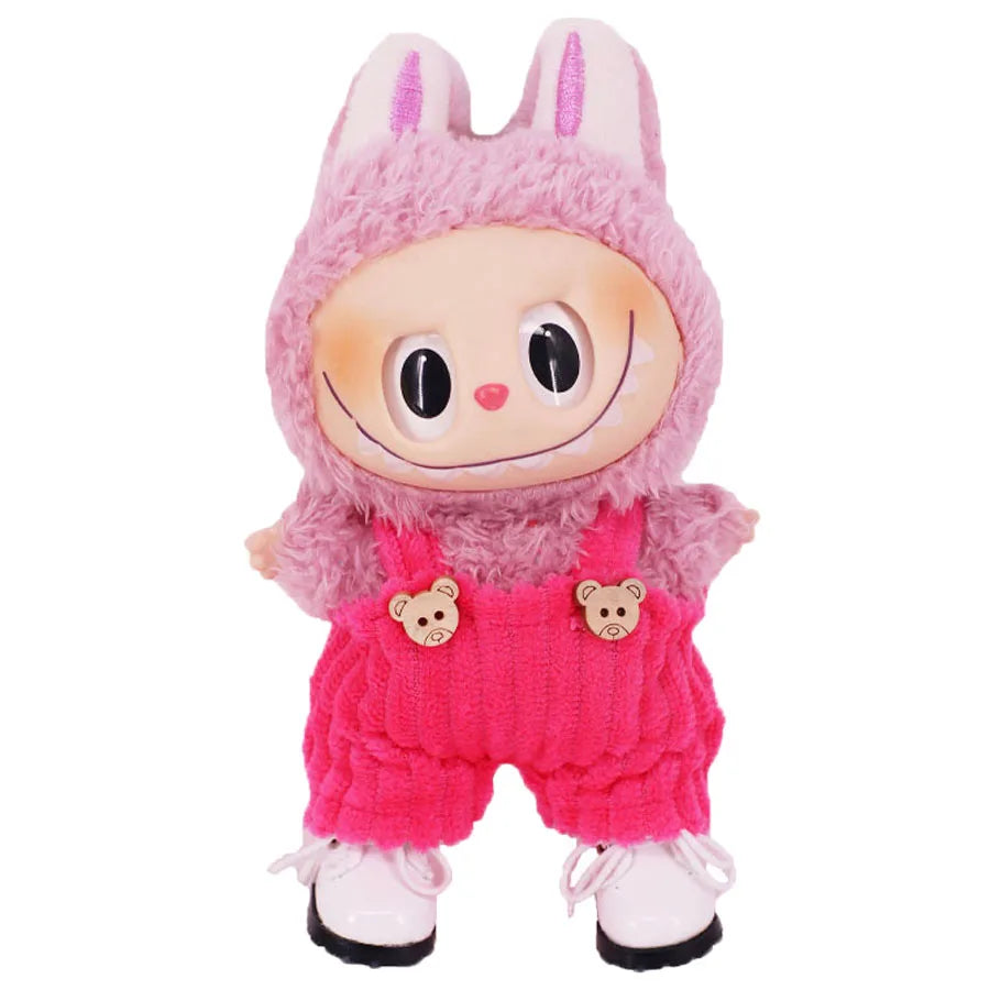 Complete Mix & Match Outfit & Shoe Set for Labubu Dolls – Dresses, Overalls & Martin Boots (Fits 15–17cm)