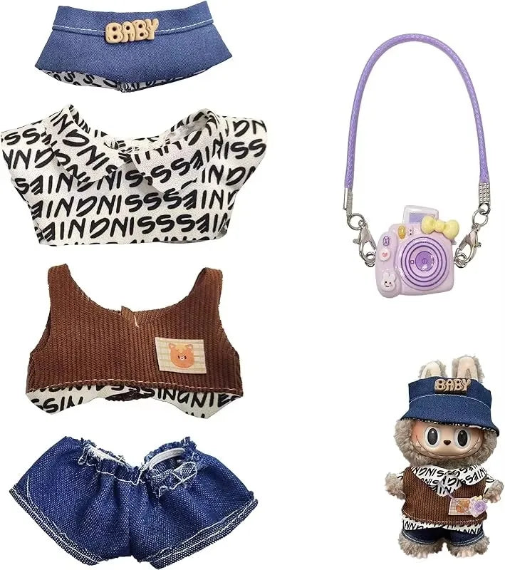 Labubu Doll Ultimate Outfit Collection – Skirts, Hoodies, Accessories & More (Fits 15–17cm)