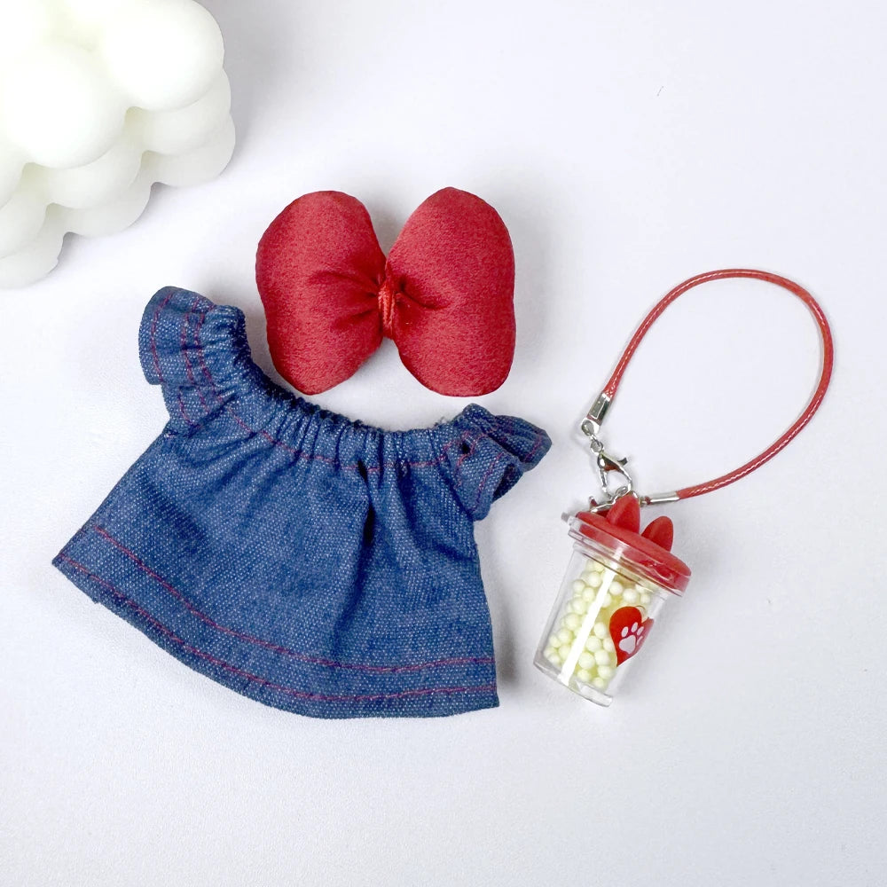 Adorable Labubu Doll Clothes Bundle –  Outfit Set with Dresses, Overalls, Hats & Accessories (Fits 15–17cm)