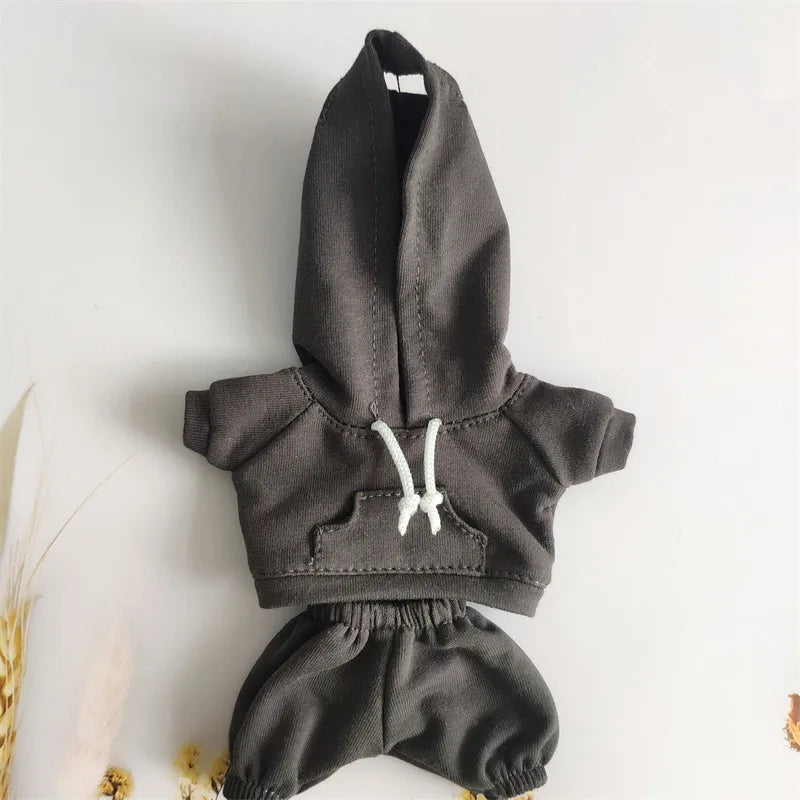 Labubu Doll Outfit Hoodie & Jogger Set – Streetwear Doll Clothes (Fits 15–17cm Dolls)