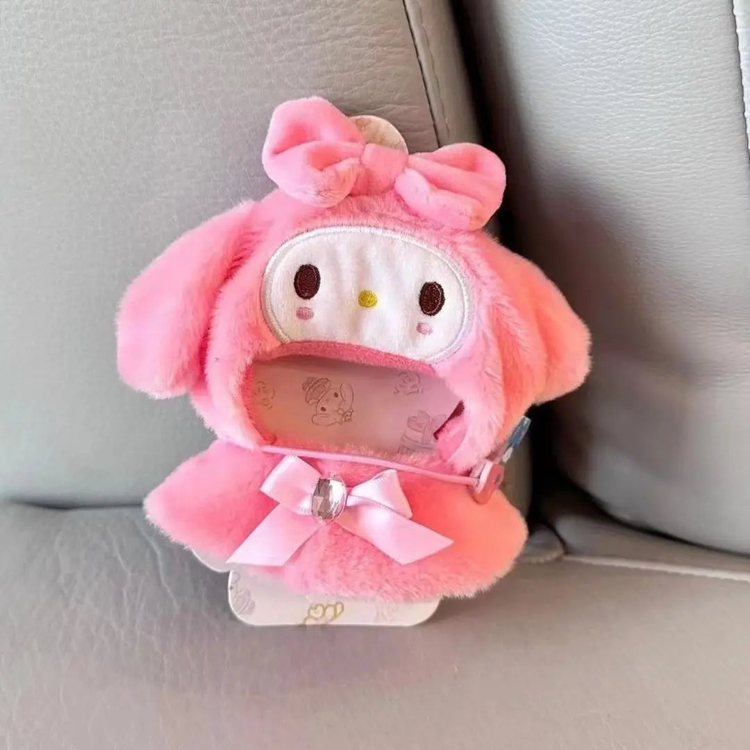 Sanrio-Inspired Plush Hoodie Cape for Labubu Dolls – Cinnamoroll, Kuromi, Hello Kitty & More (Fits 15–17cm)