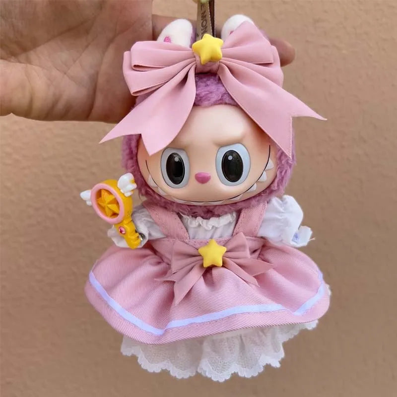 Magical Kpop-Inspired Pink Dress Set for Labubu Dolls (Fits 15–17cm)