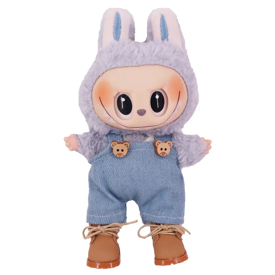 Complete Mix & Match Outfit & Shoe Set for Labubu Dolls – Dresses, Overalls & Martin Boots (Fits 15–17cm)