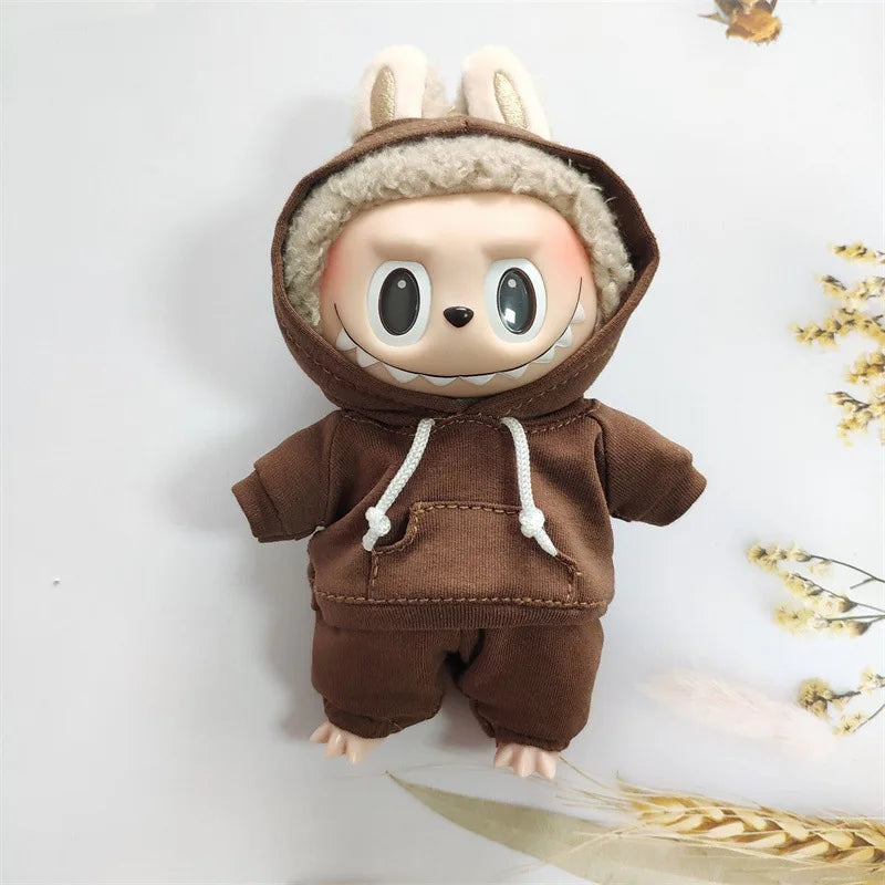 Labubu Doll Outfit Hoodie & Jogger Set – Streetwear Doll Clothes (Fits 15–17cm Dolls)