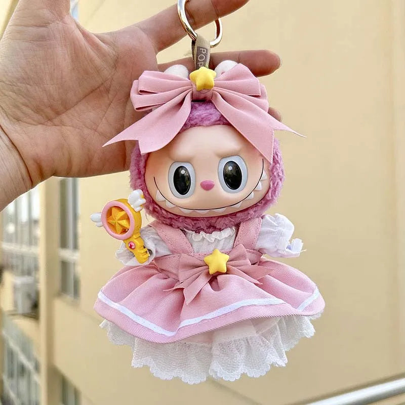 Magical Kpop-Inspired Pink Dress Set for Labubu Dolls (Fits 15–17cm)