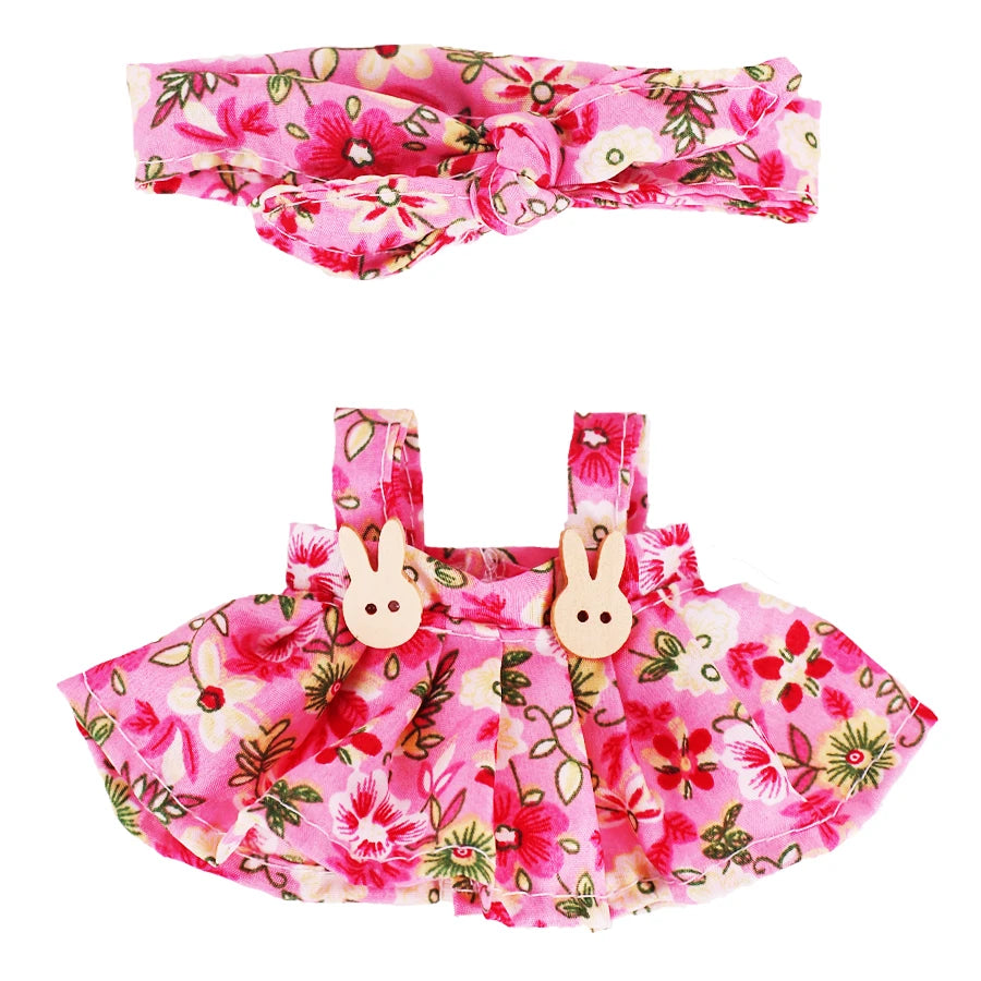 Complete Mix & Match Outfit & Shoe Set for Labubu Dolls – Dresses, Overalls & Martin Boots (Fits 15–17cm)