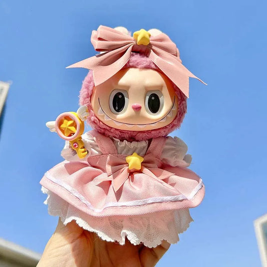 Magical Kpop-Inspired Pink Dress Set for Labubu Dolls (Fits 15–17cm)