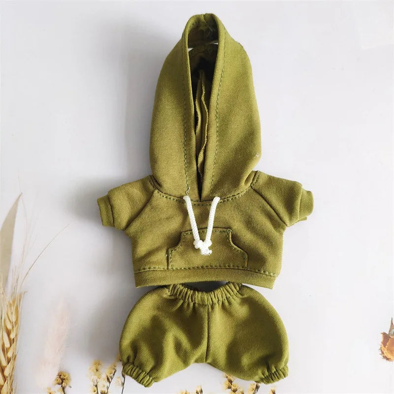 Labubu Doll Outfit Hoodie & Jogger Set – Streetwear Doll Clothes (Fits 15–17cm Dolls)