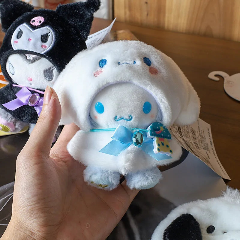 Sanrio-Inspired Plush Hoodie Cape for Labubu Dolls – Cinnamoroll, Kuromi, Hello Kitty & More (Fits 15–17cm)